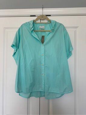 J. Crew Sleeveless Poplin Shirt Seafoam Green Size 20 NWT